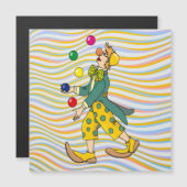 Funny Clown spielen mit farbenfrohen Balls Magnetkarte (Vorne/Hinten)