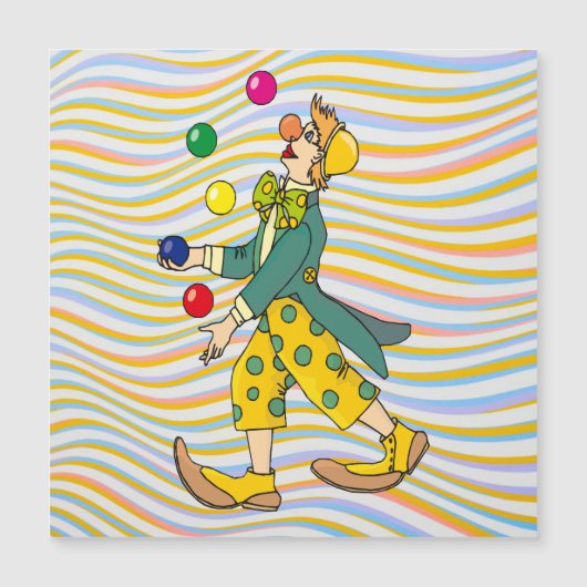 Funny Clown spielen mit farbenfrohen Balls Magnetkarte (Vorderseite)