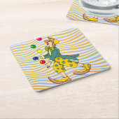 Funny Clown spielen mit farbenfrohen Balls Rechteckiger Pappuntersetzer (angewinkelt)