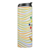 Funny Clown spielen mit farbenfrohen Balls Thermosbecher (Nach links gedreht)