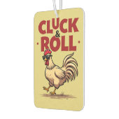 Funny "Cluck & Roll" Cooler Rooster Cartoon Design Autolufterfrischer (Links)