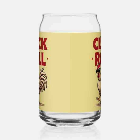 Funny "Cluck & Roll" Cooler Rooster Cartoon Design Dosenglas (Rechts)