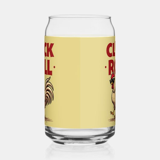 Funny "Cluck & Roll" Cooler Rooster Cartoon Design Dosenglas (Links)