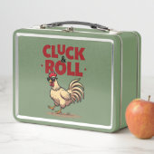 Funny "Cluck & Roll" Cooler Rooster Cartoon Design Metall Brotdose (Beispiel)