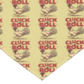 Funny "Cluck & Roll" Cooler Rooster Cartoon Design Tischdecke (Schrägansicht)