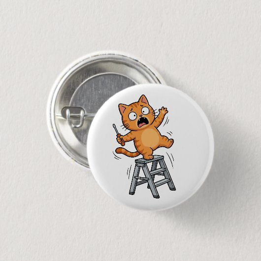 Funny Clumsy Cat Button (Vorne & Hinten)