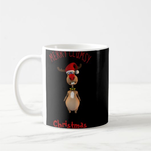 Funny Clumsy Reindeer Merry Christmas T Shirt Kaffeetasse (Links)