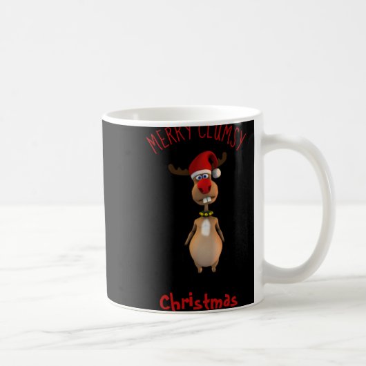 Funny Clumsy Reindeer Merry Christmas T Shirt  Kaffeetasse (Rechts)