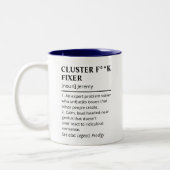 Funny Cluster Fixer Definition Boss Coworker Zweifarbige Tasse (Links)