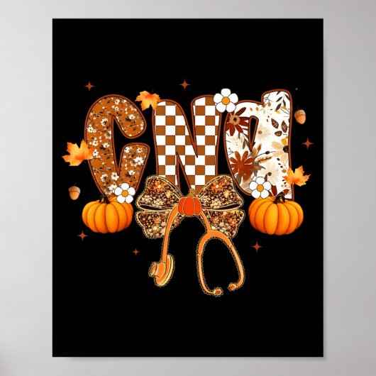 Funny Cna Nurse Coquette Bow Stethoscope Fall Girl Poster (Vorne)