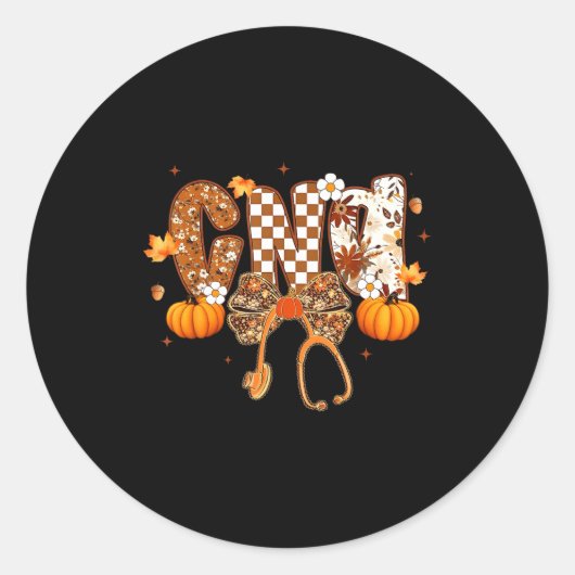 Funny Cna Nurse Coquette Bow Stethoscope Fall Girl Runder Aufkleber (Vorderseite)