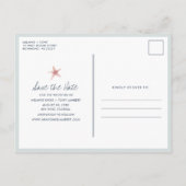 Funny Coastal Beach Wedding Rettet die Termine Ankündigungspostkarte (Rückseite)