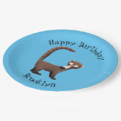 Funny coatimundi Cartoon personalisiert Geburtstag Pappteller (Schrägansicht)