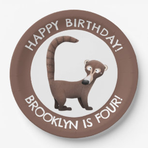 Funny coatimundi Cartoon personalisiert Geburtstag Pappteller