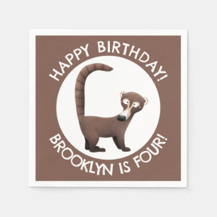 Funny coatimundi Cartoon personalisiert Geburtstag Serviette