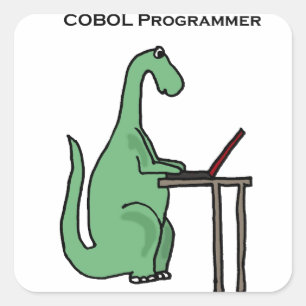 Funny COBOL Programmer Dinosaur Quadratischer Aufkleber