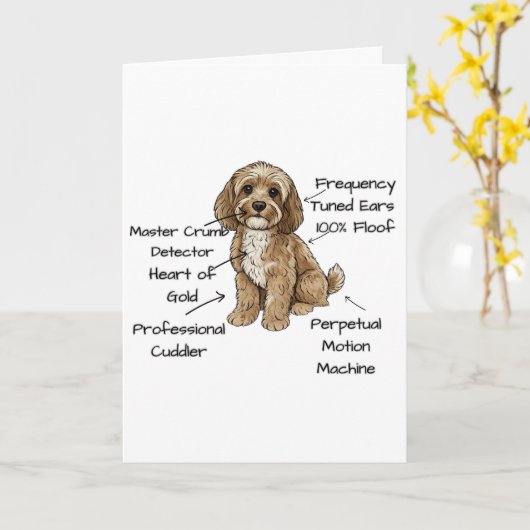 Funny Cockapoo Anatomy Greeting Card Karte (Gelbe Blume)