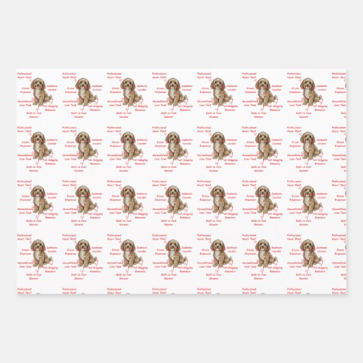 Funny Cockapoo Anatomy - Unique Valentine Geschenkpapier Set (Vorderseite 2)