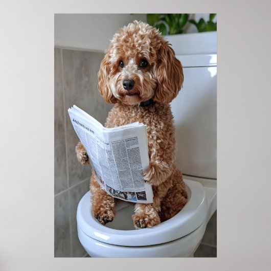 Funny Cockapoo Bathroom Print, Toilet Newspaper Poster (Vorne)