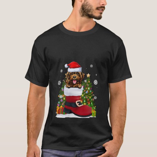 Funny Cockapoo in der Shoe Weihnachtsmannmütze Ugl T-Shirt (Vorderseite)