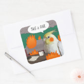 Funny Cockatiel Birb Das ist Fine Meme Pet Bird Quadratischer Aufkleber (Umschlag)