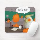 Funny Cockatiel "This Is Fine" brennende Room Meme Mousepad (Mit Mouse)