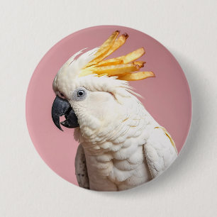 Funny Cockatoo mit französischem Wappen Button