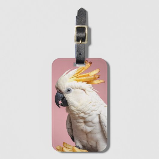 Funny Cockatoo mit französischem Wappen Gepäckanhänger (Vorderseite Vertikal)