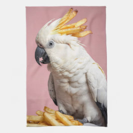 Funny Cockatoo mit französischem Wappen Geschirrtuch