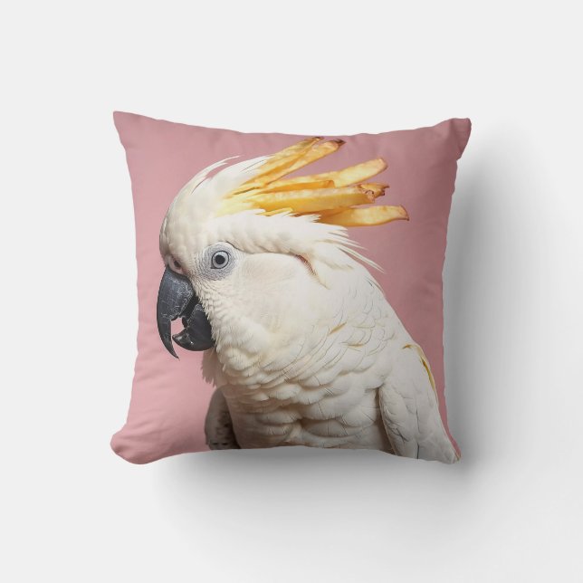 Funny Cockatoo mit französischem Wappen Kissen (Vorderseite)