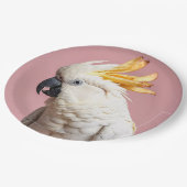 Funny Cockatoo mit französischem Wappen Pappteller (Schrägansicht)