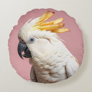 Funny Cockatoo mit französischem Wappen Rundes Kissen