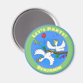 Funny Cockatoo Party Cartoon Magnet (Vorderseite/Rückseite)