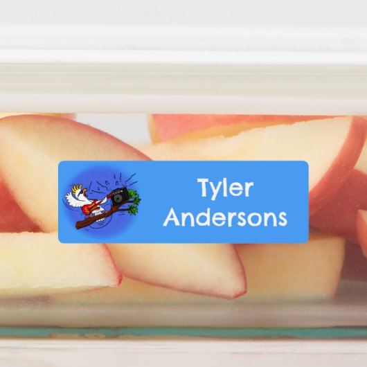 Funny Cockatoo Rock Gitarre Cartoon personalisiert Etiketten (Befestigt)