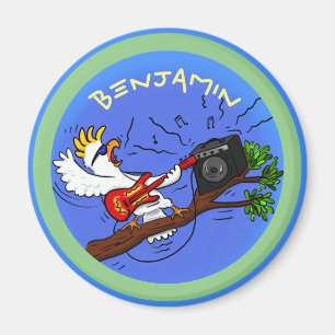 Funny Cockatoo Rock Gitarrist Cartoon Magnet