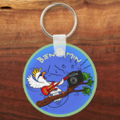 Funny Cockatoo Rock Gitarrist Cartoon Schlüsselanhänger (Vorderseite)