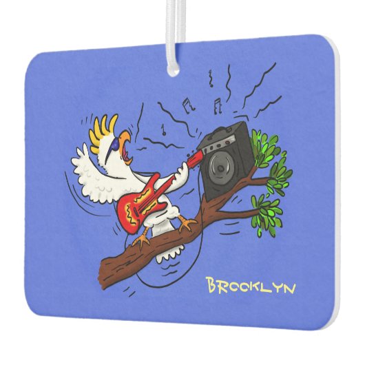 Funny Cockatoo spielt Rockgitarre Cartoon Autolufterfrischer (Links)