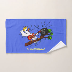 Funny Cockatoo spielt Rockgitarre Cartoon Badhandtuch Set