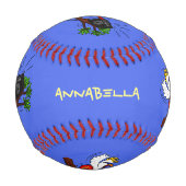 Funny Cockatoo spielt Rockgitarre Cartoon Baseball (Rückseite)