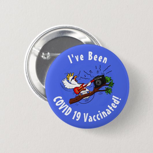 Funny Cockatoo spielt Rockgitarre Cartoon Button (Vorne & Hinten)