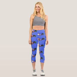 Funny Cockatoo spielt Rockgitarre Cartoon Capri Leggings