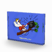 Funny Cockatoo spielt Rockgitarre Cartoon Fotoblock (Rechts)