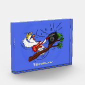 Funny Cockatoo spielt Rockgitarre Cartoon Fotoblock (Links)