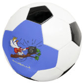 Funny Cockatoo spielt Rockgitarre Cartoon Fußball (Dreiviertel)