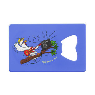 Funny Cockatoo spielt Rockgitarre Cartoon Geldbeutel Flaschenöffner