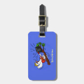 Funny Cockatoo spielt Rockgitarre Cartoon Gepäckanhänger (Vorderseite vertikal)