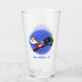 Funny Cockatoo spielt Rockgitarre Cartoon Glas (Vorderseite)