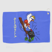 Funny Cockatoo spielt Rockgitarre Cartoon Golfhandtuch (Horizontal)