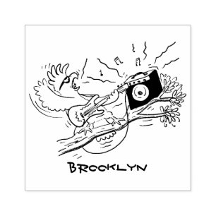 Funny Cockatoo spielt Rockgitarre Cartoon Gummistempel