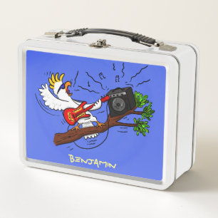 Funny Cockatoo spielt Rockgitarre Cartoon Metall Brotdose